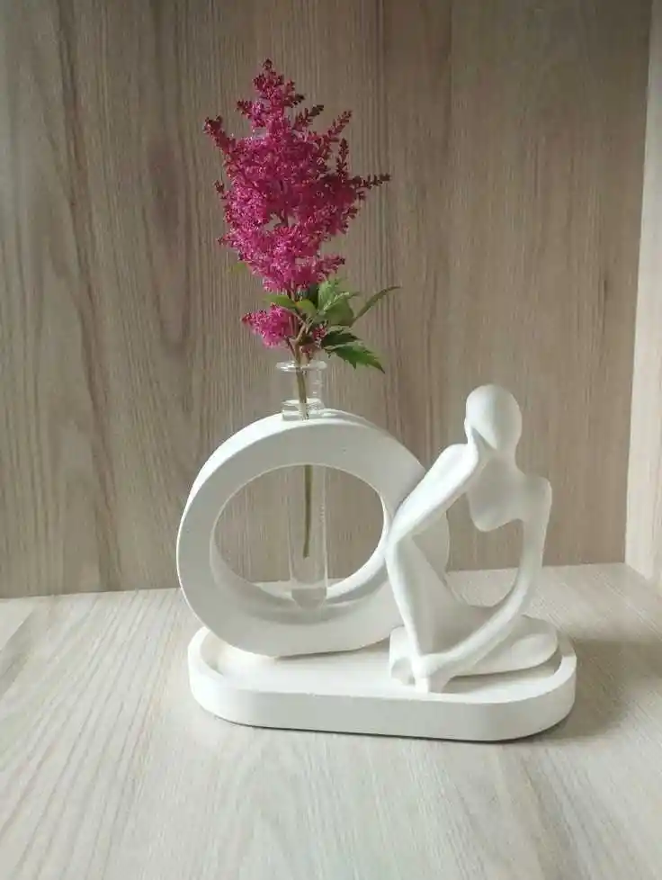 Set Florero Hidroponico + Escultura + Bandeja