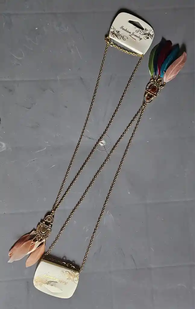 Collar Cadena Dorada Plumas Multicolor Y Cafe Ideal Regalo Para Cualquier Ocasion Madre Abuela Tia Hermana Hija Prima Amiga Esposa Novia