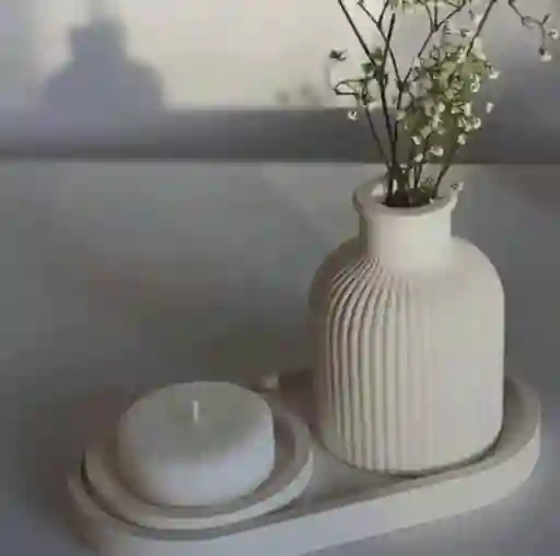 Set Òpalo Florero + Bandeja + Vela + Portavela