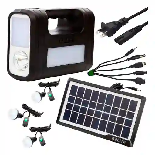 Kit Panel Solar Portatil 3 Bombillas Camping Usb Linterna