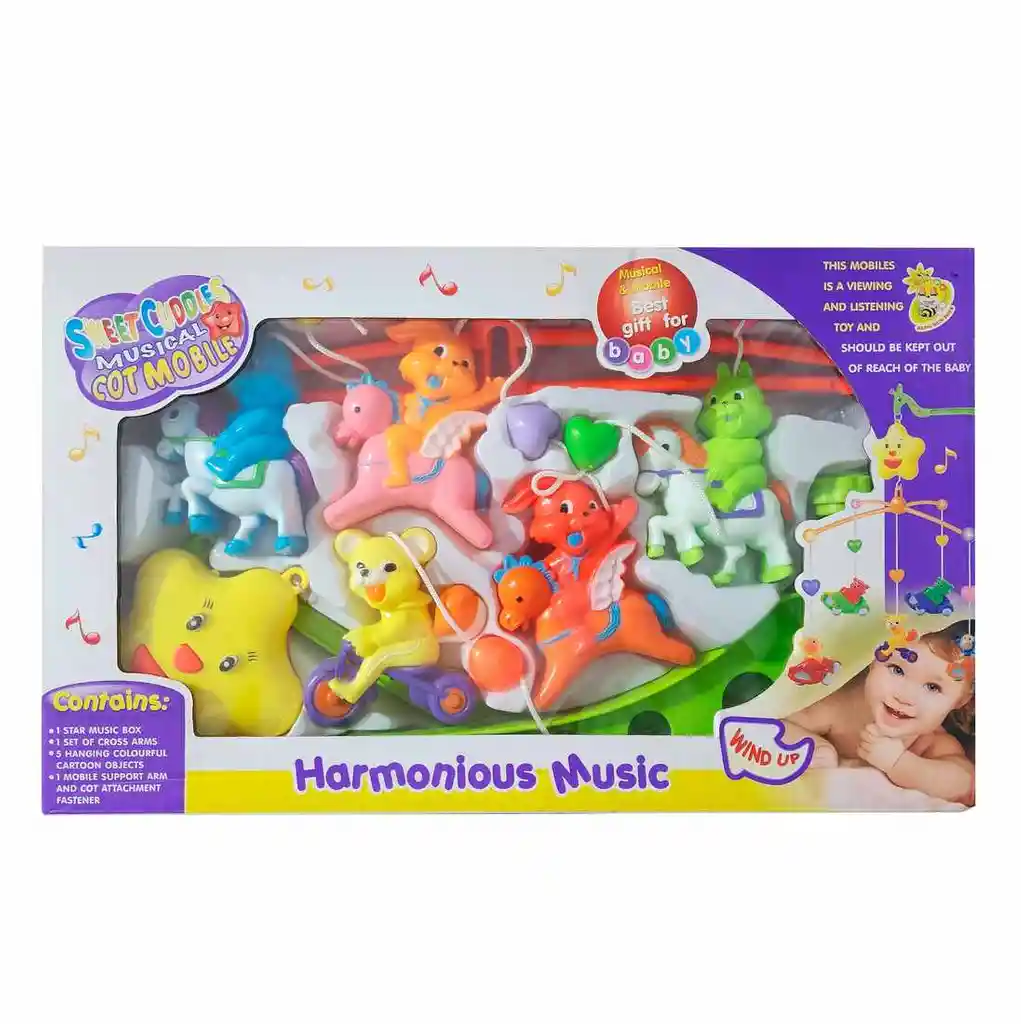 Movil Musical Bebes Mecanismo Cuerda Cunas Baby Conejos