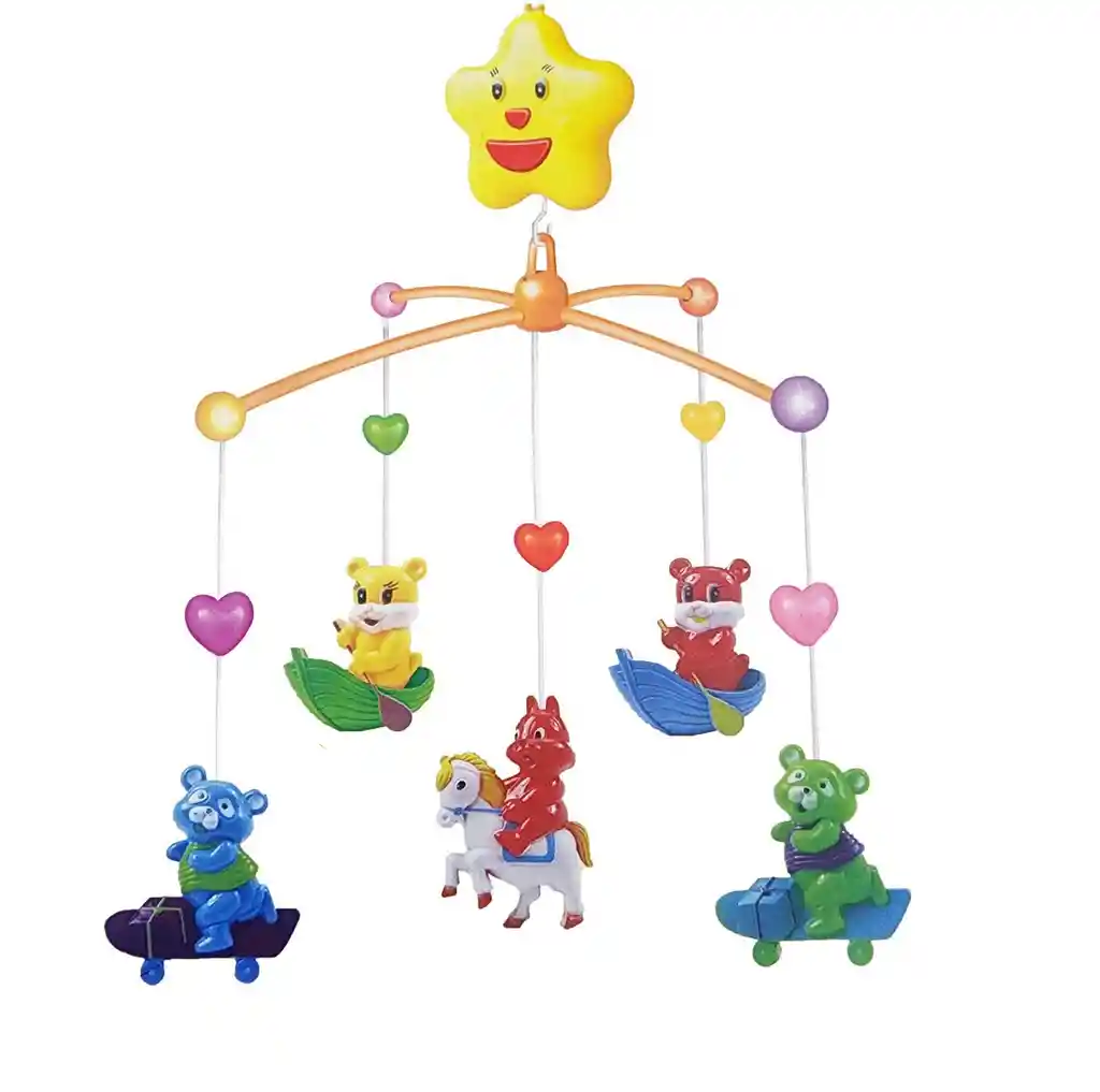 Movil Musical Bebes Mecanismo Cuerda Cunas Baby Oso Conejo