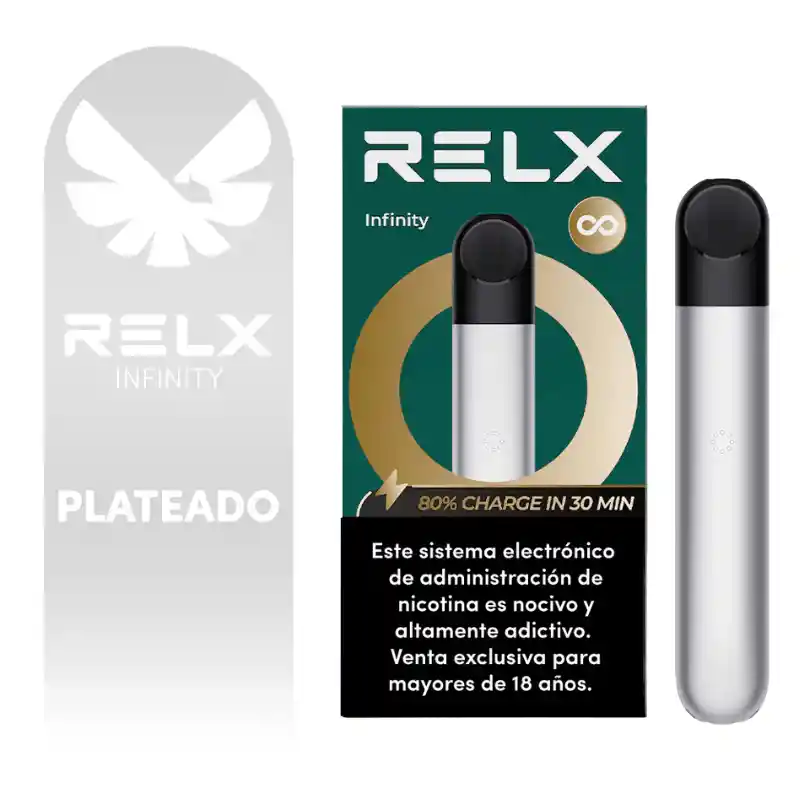 Relx Infinity Dispositivo Vapeador Silver + Cápsula Pod 5%
