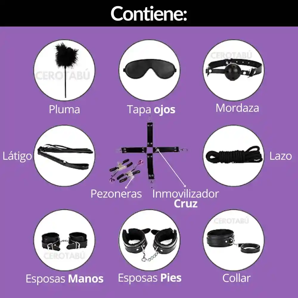 7 Piezas Kit Hetero Anillo + Plug + Vibrador + Lubricante