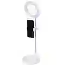 Espejo Con Luz Led Redondo Con Base Celular Blanco