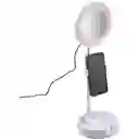 Espejo Con Luz Led Redondo Con Base Celular Blanco