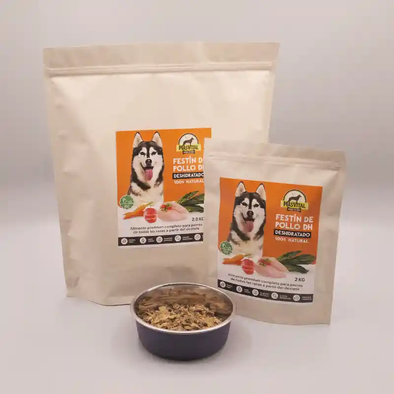 Alimento Natural Para Perros Masvital Festin De Pollo Deshidratado Bolsa 500 Gr