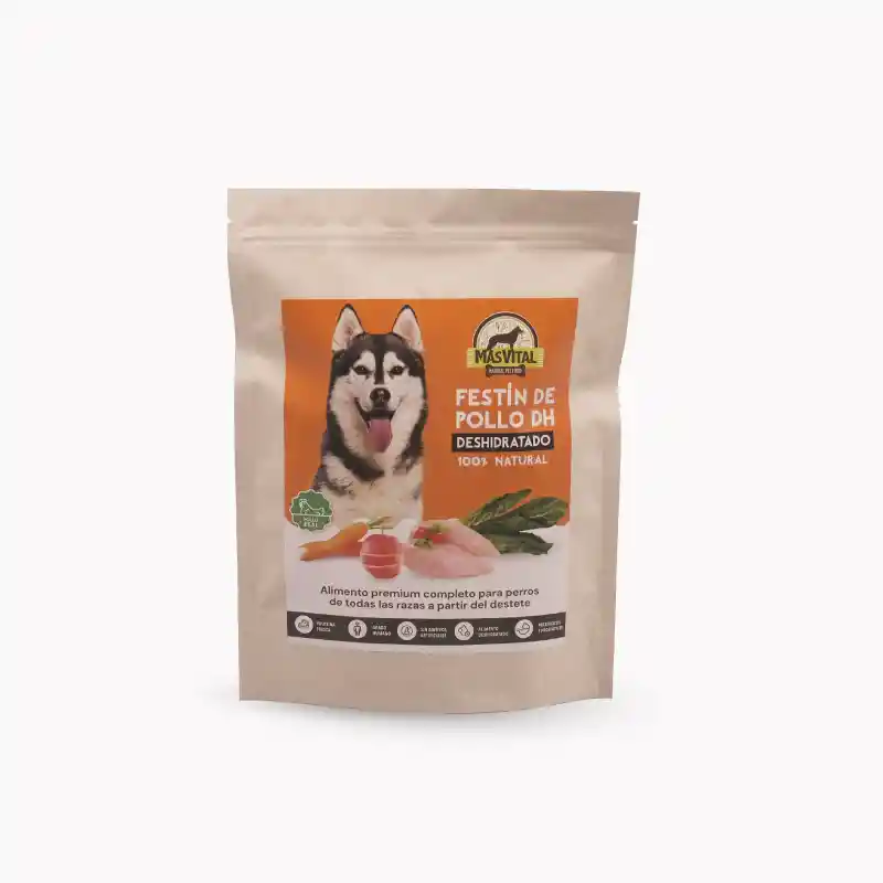 Alimento Natural Para Perros Masvital Festin De Pollo Deshidratado Bolsa 500 Gr