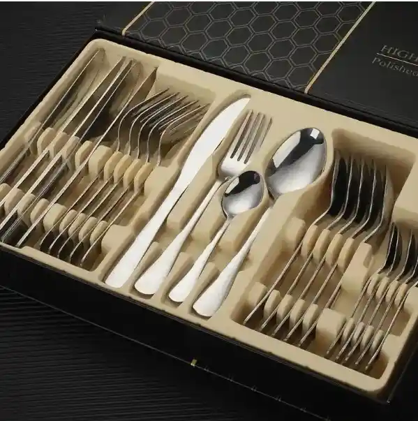 Set De Cubiertos 24 Piezas Acero Inoxidable Plateado