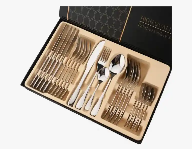 Set De Cubiertos 24 Piezas Acero Inoxidable Plateado
