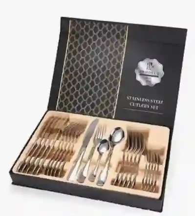 Set De Cubiertos 24 Piezas Acero Inoxidable Plateado
