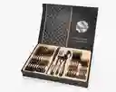 Set De Cubiertos 24 Piezas Negro Acero Inoxidable