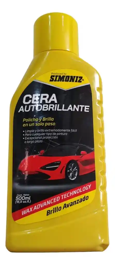 Cera Brilladora Carro Polichado Limpiador Protector De Pintura 500ml