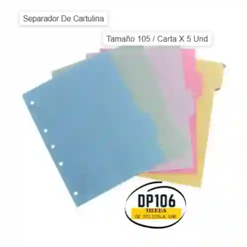 Separador De Cartulina Tamaño 105 / Carta X 5 Und