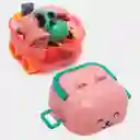 Estuche De Sonajeros Gato Rosa 5pz Caritas De Animales, Con Rascaencias, Hechos En Silicona De Grado Alimenticio Y Plástico Abs Sin Bpa, Estuche Con Luces Y Melodías