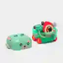 Estuche De Sonajeros Perrito Verde 5pz Caritas De Animales, Con Rascaencias, Hechos En Silicona De Grado Alimenticio Y Plástico Abs Sin Bpa, Estuche Con Luces Y Melodías