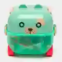 Estuche De Sonajeros Perrito Verde 5pz Caritas De Animales, Con Rascaencias, Hechos En Silicona De Grado Alimenticio Y Plástico Abs Sin Bpa, Estuche Con Luces Y Melodías