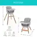 Silla Comedor Beige 3 En 1 Con Patas De Madera, Ajustable A Silla Alta, Silla Comedor Y Silla Baja, Doble Bandeja Extraíble, Arnés De Seguridad, Forro Impermeable