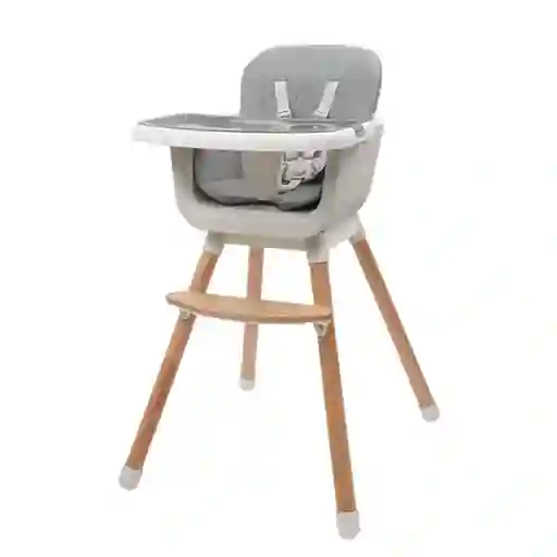Silla Comedor Gris 3 En 1 Con Patas De Madera, Ajustable A Silla Alta, Silla Comedor Y Silla Baja, Doble Bandeja Extraíble, Arnés De Seguridad, Forro Impermeable