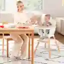 Silla Comedor Gris 3 En 1 Con Patas De Madera, Ajustable A Silla Alta, Silla Comedor Y Silla Baja, Doble Bandeja Extraíble, Arnés De Seguridad, Forro Impermeable