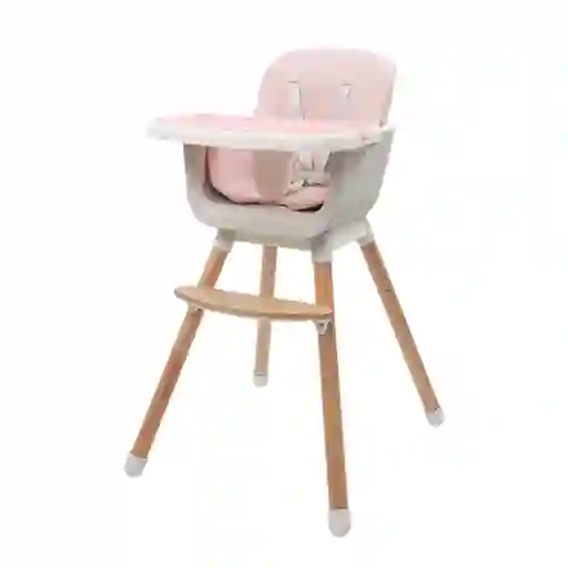Silla Comedor Rosa 3 En 1 Con Patas De Madera, Ajustable A Silla Alta, Silla Comedor Y Silla Baja, Doble Bandeja Extraíble, Arnés De Seguridad, Forro Impermeable