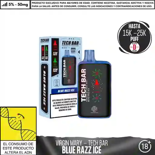 Blue Razz Ice - Virgin Mary - Tech Bar 25000 Aspiraciones