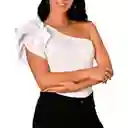En Liquidacion - Body Para Dama Unimanga Confetex 550018 Color Blanco Talla S
