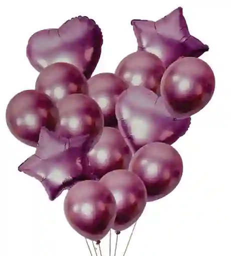 Bouquet Globos Y Bombas Metalizadas Fucsia 14 Piezas