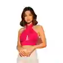 En Liquidacion - Top Halter Corto Shein Para Dama Icon De Espalda Abierta Color Rosa Talla M