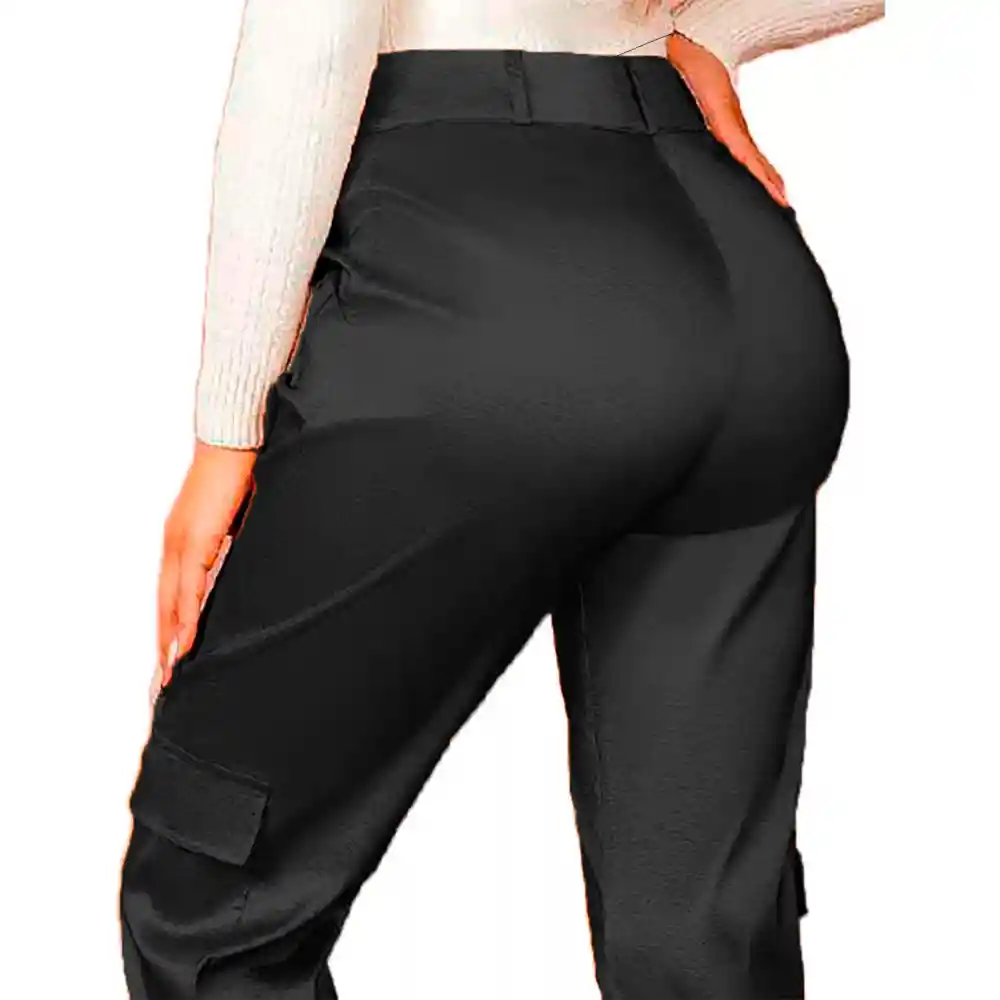 En Liquidacion - Pantalon Cargo Para Dama Punto Aparte 1074 Color Negro Talla 10