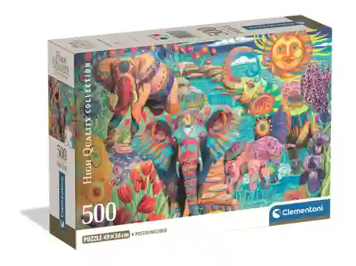 Rompecabezas 500 Piezas Elefantes Coloridos Clementoni