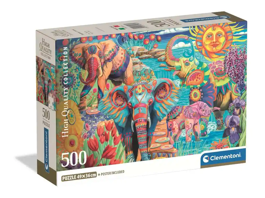 Rompecabezas 500 Piezas Elefantes Coloridos Clementoni