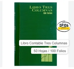 Libro Contable Tres Columnas 50 Hojas / 100 Folios