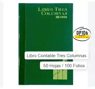 Libro Contable Tres Columnas 50 Hojas / 100 Folios