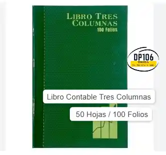 Libro Contable Tres Columnas 50 Hojas / 100 Folios
