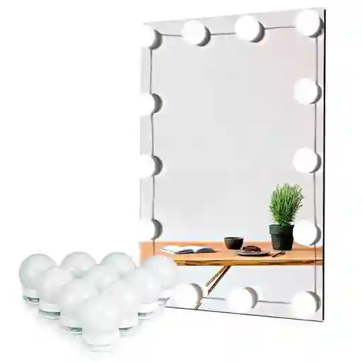 Kit De Luces Led Para Espejo De Tocador Estilo Hollywood – 10 Bombillas Regulables
