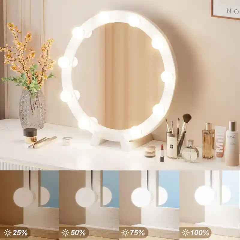Kit De Luces Led Para Espejo De Tocador Estilo Hollywood – 10 Bombillas Regulables