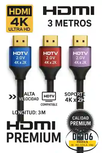 Cable Hdmi 4k 3 Metros – Alta Velocidad Y Máximo Rendimiento