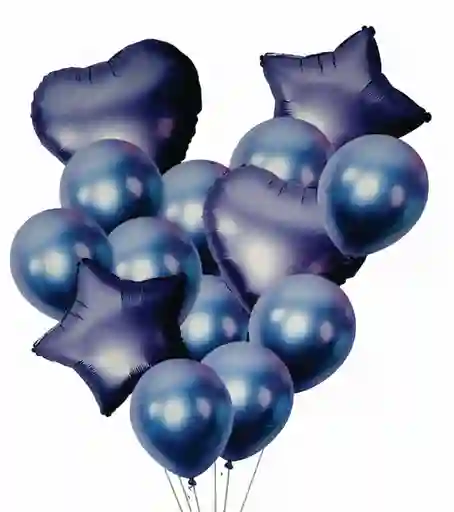 Bouquet Globos Y Bombas Metalizadas Azul Rey 14 Piezas