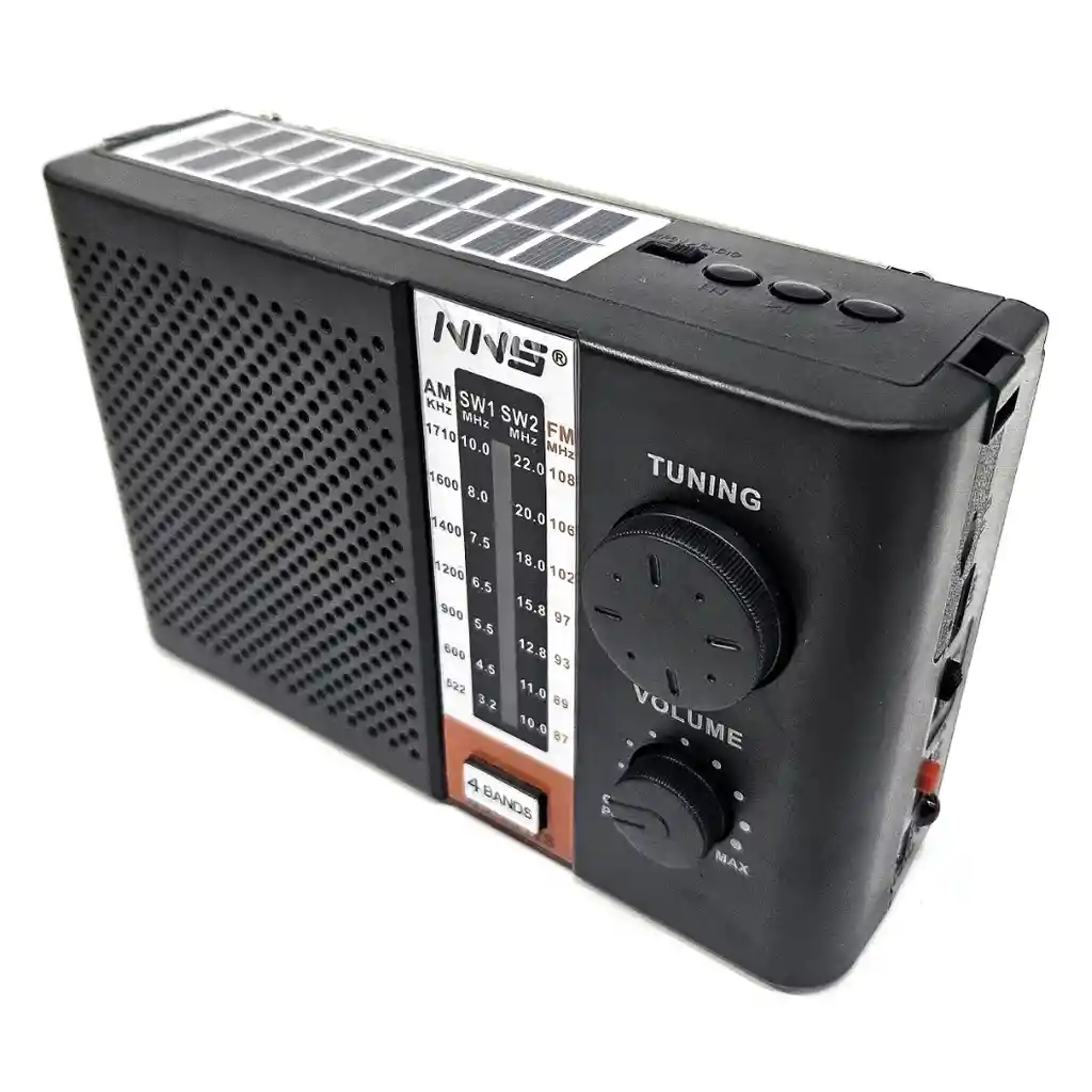 Radio Recargable Con Bluetooth, Lampara Y Linterna Led, Panel Solar Y Reproductor Mp3