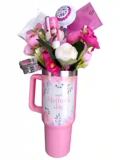 Feliz Dia Mama Ancheta Vaso Térmico Para El Día De La Madre Mamá Regalo Obsequio Flores Artificiales
