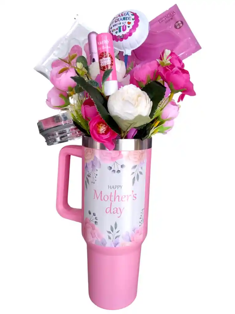 Feliz Dia Mama Ancheta Vaso Térmico Para El Día De La Madre Mamá Regalo Obsequio Flores Artificiales