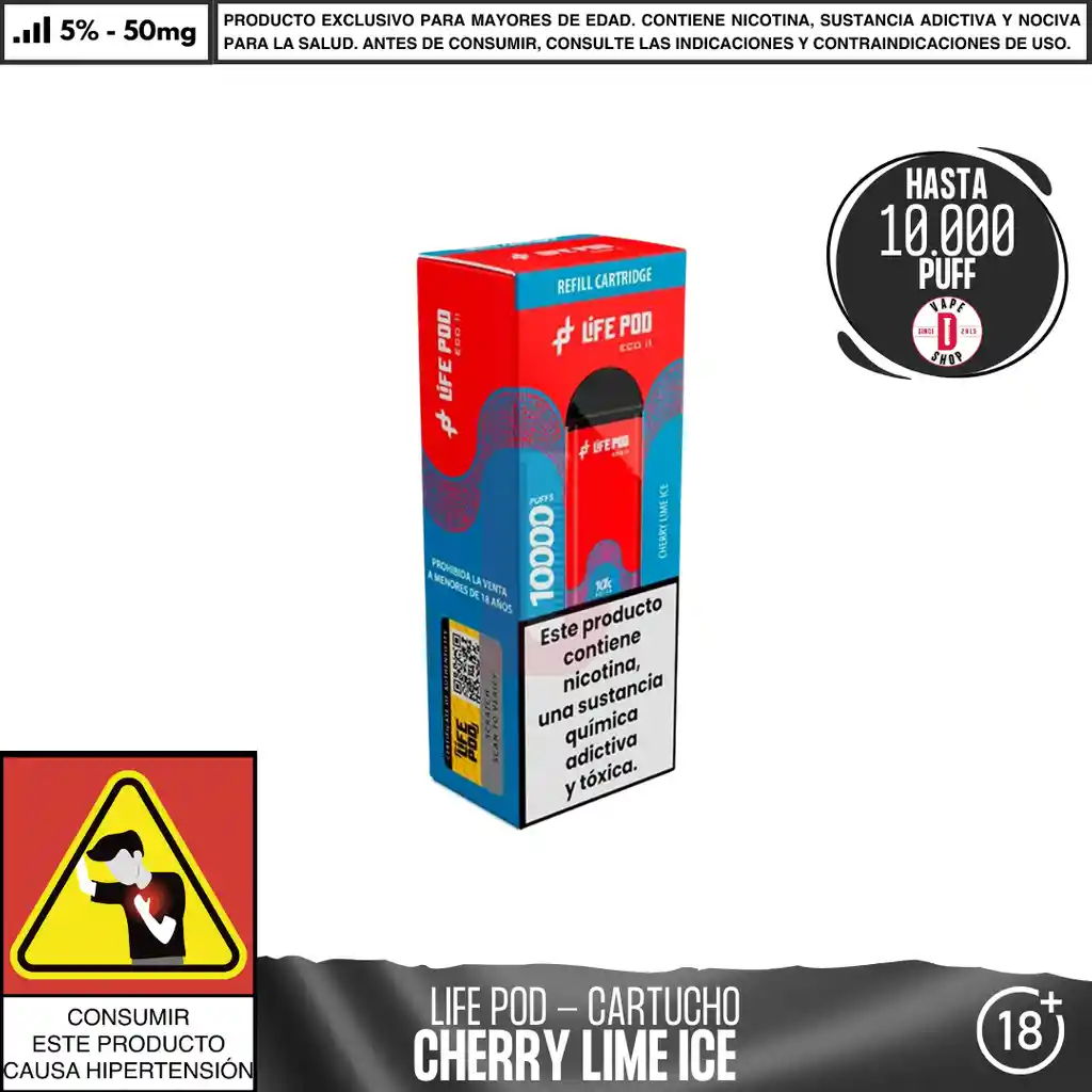 Cherry Lime Ice - Life Pod - Eco Ii Pod 10.000 Aspiraciones
