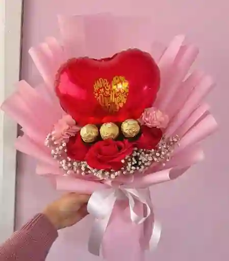 Ramo De Flores Con Chocolates - Regalo Para Mujer