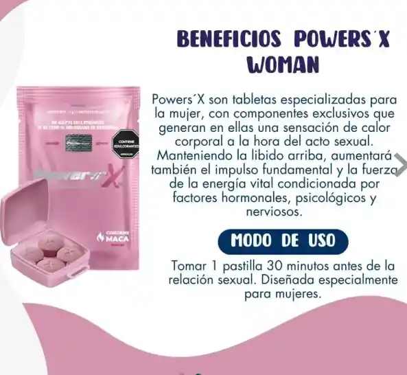 Mujer Viagra Power Sex Reg.invima-nsa0002776 Incrementa Libido Más Deseo Estimulador Femenino Sexual Pasion Y Goce