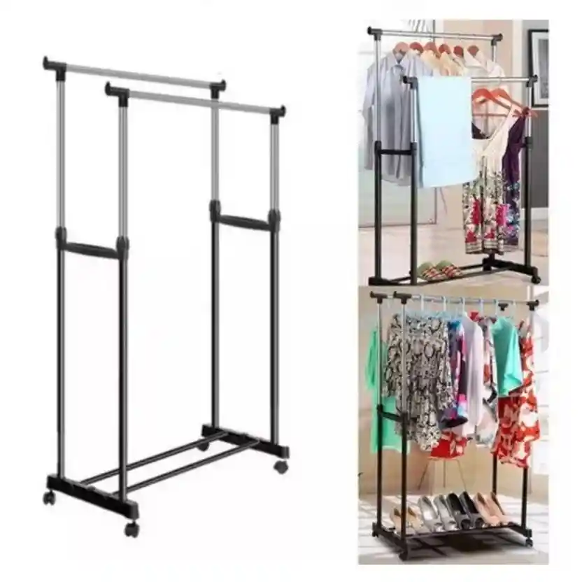 Tendedero De Ropa Doble Organizador Metálico Perchero