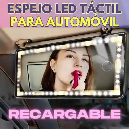 Espejo Luz Led Parasol Para Carro Tocador Recargable Usb