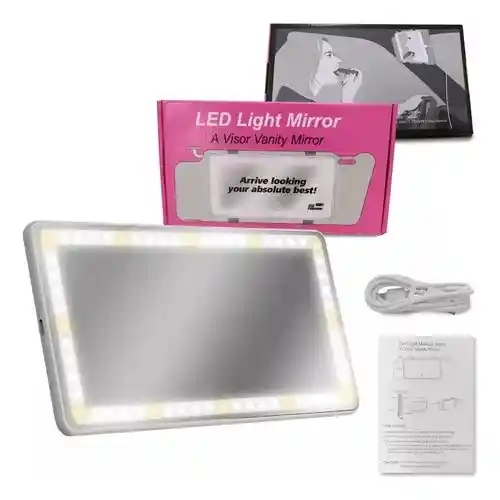 Espejo Luz Led Parasol Para Carro Tocador Recargable Usb