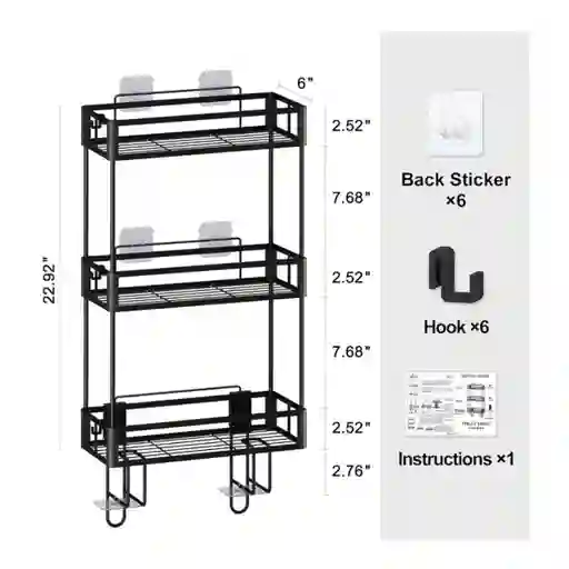 Organizador De Almacenamiento De Baño 3 Niveles Metálico