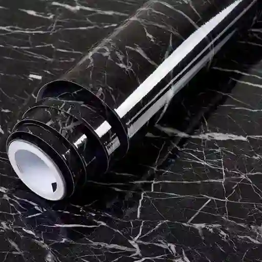 Papel Tapiz Autoadhesivo Marmol De 60 Cm X 5 Metro Negro
